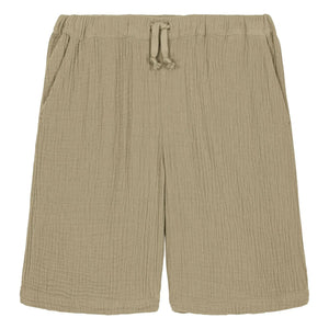 Studio Bohème - Basile Waffle Bermuda Organic Cotton Gauze Cloth | Khaki