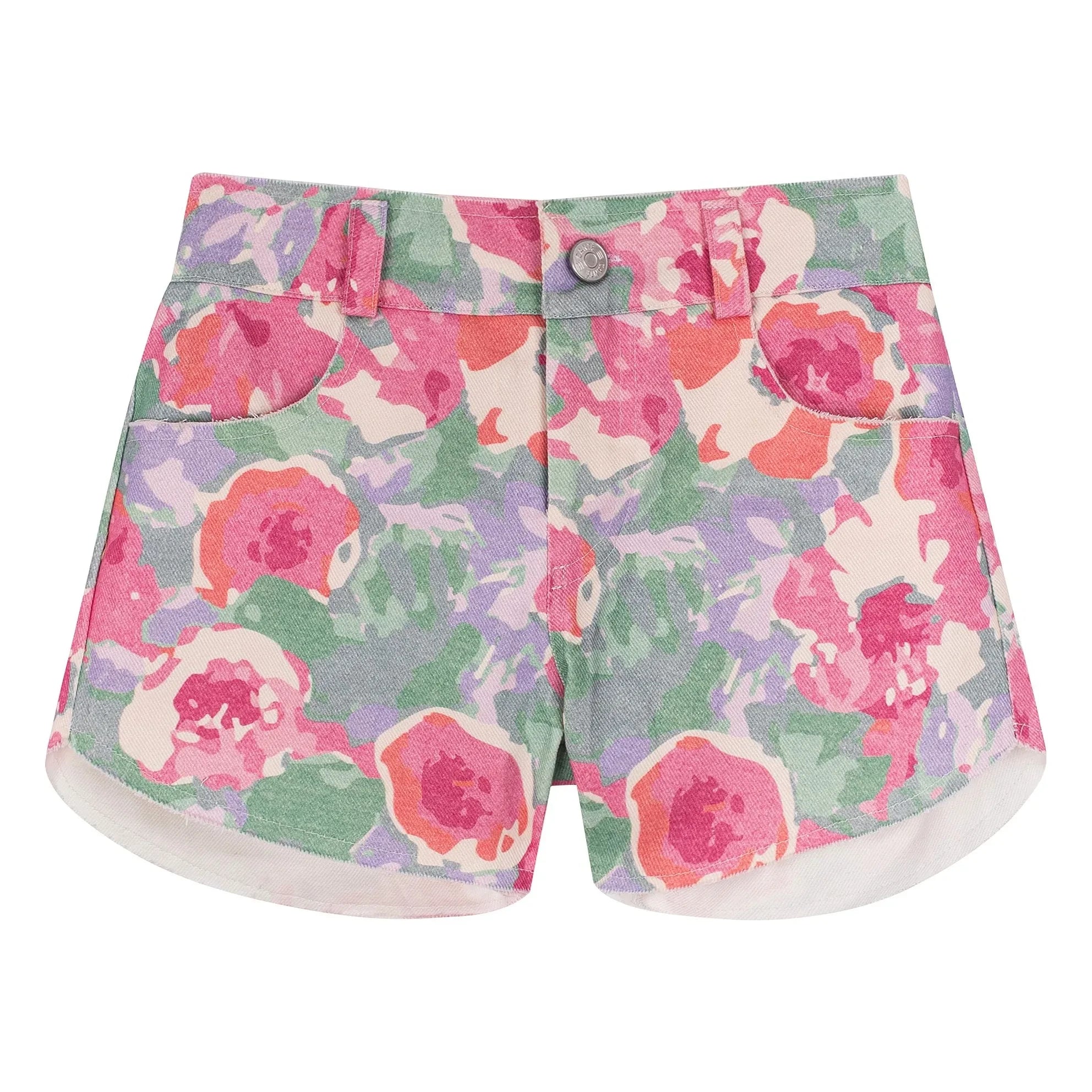 My First Cantê - Denim Shorts Pistachio Flowers | Pink