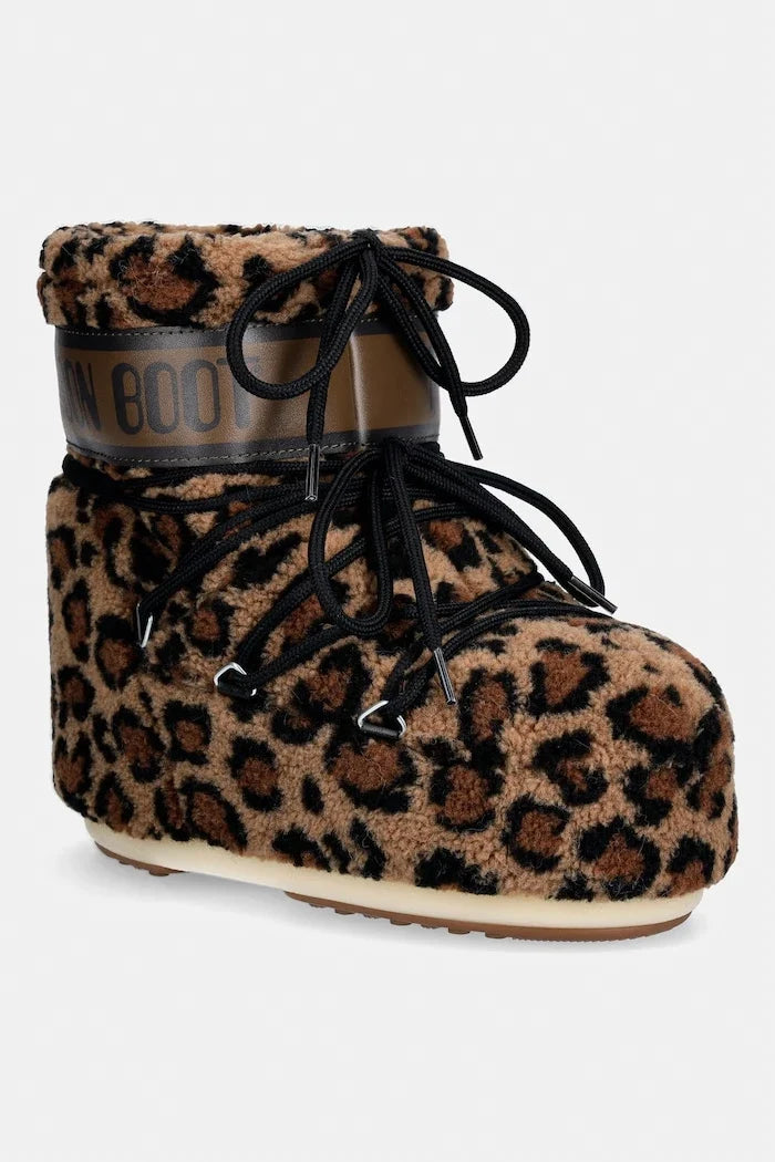 Moon Boot MB ICON LOW FLEECE LEOPARD kadın kar botu