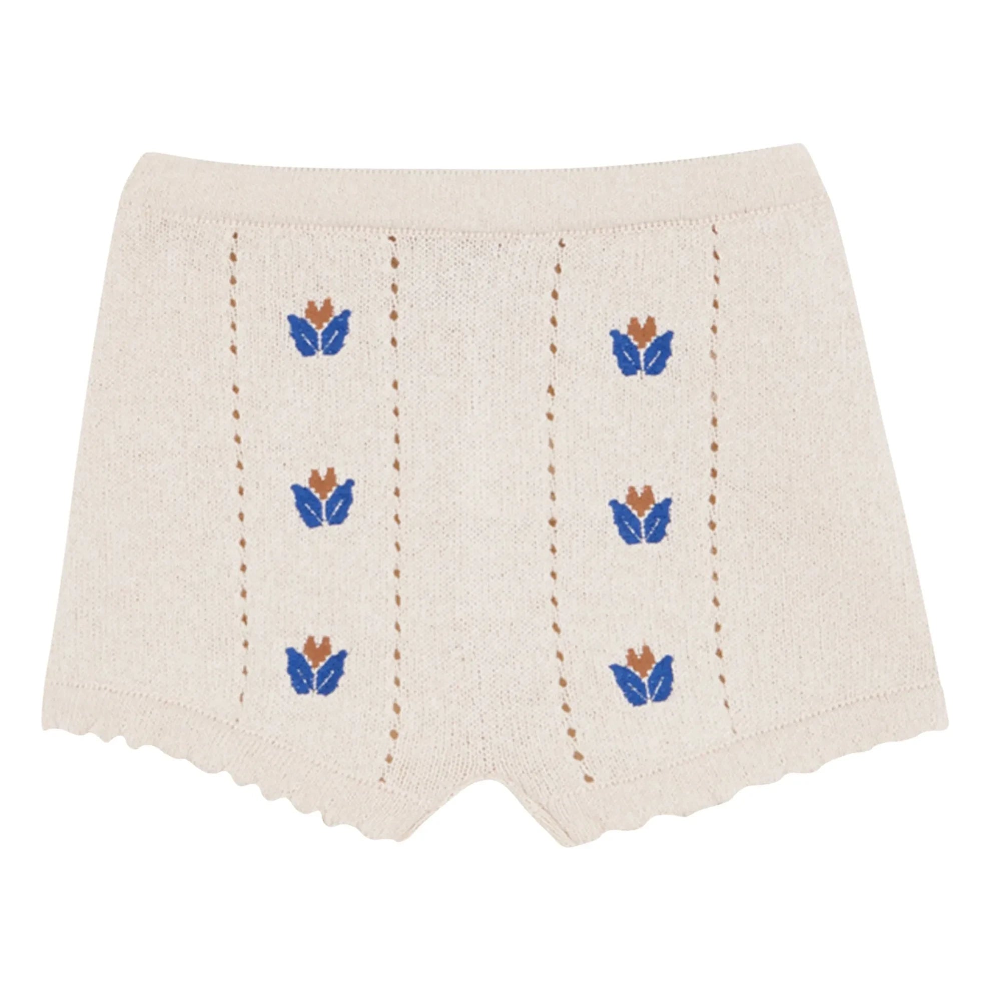 birinit - Embroidered Thin Knit Shorts | Ivory