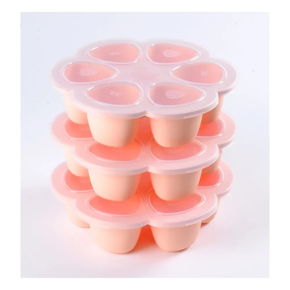 Béaba - Multi-compartment Silicone Plate 6x90ml | Pale Pink