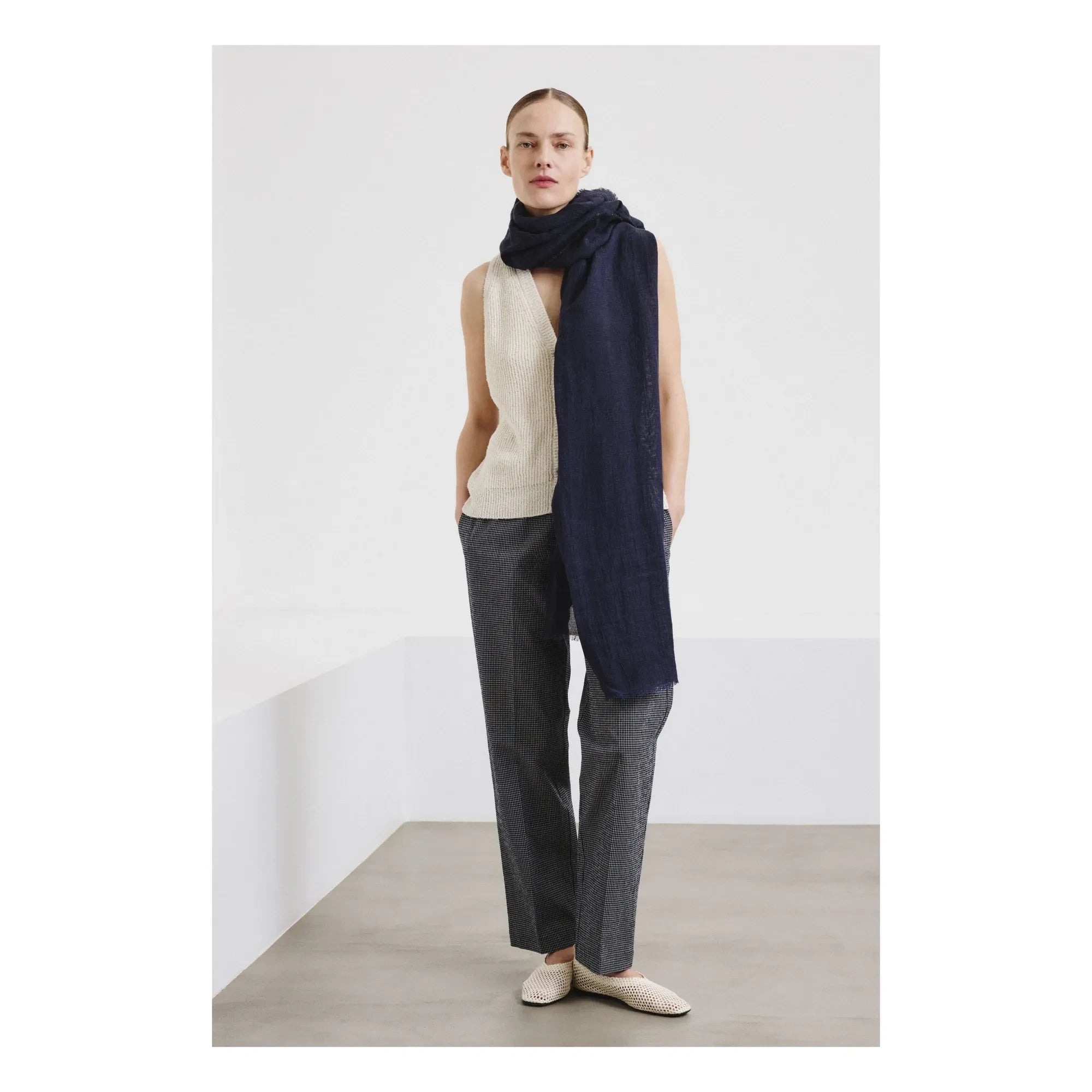 Pomandère - Knitted cardigan in cotton and linen | Cream