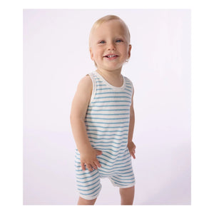 Petit Bateau - Striped Towel Romper | Blue