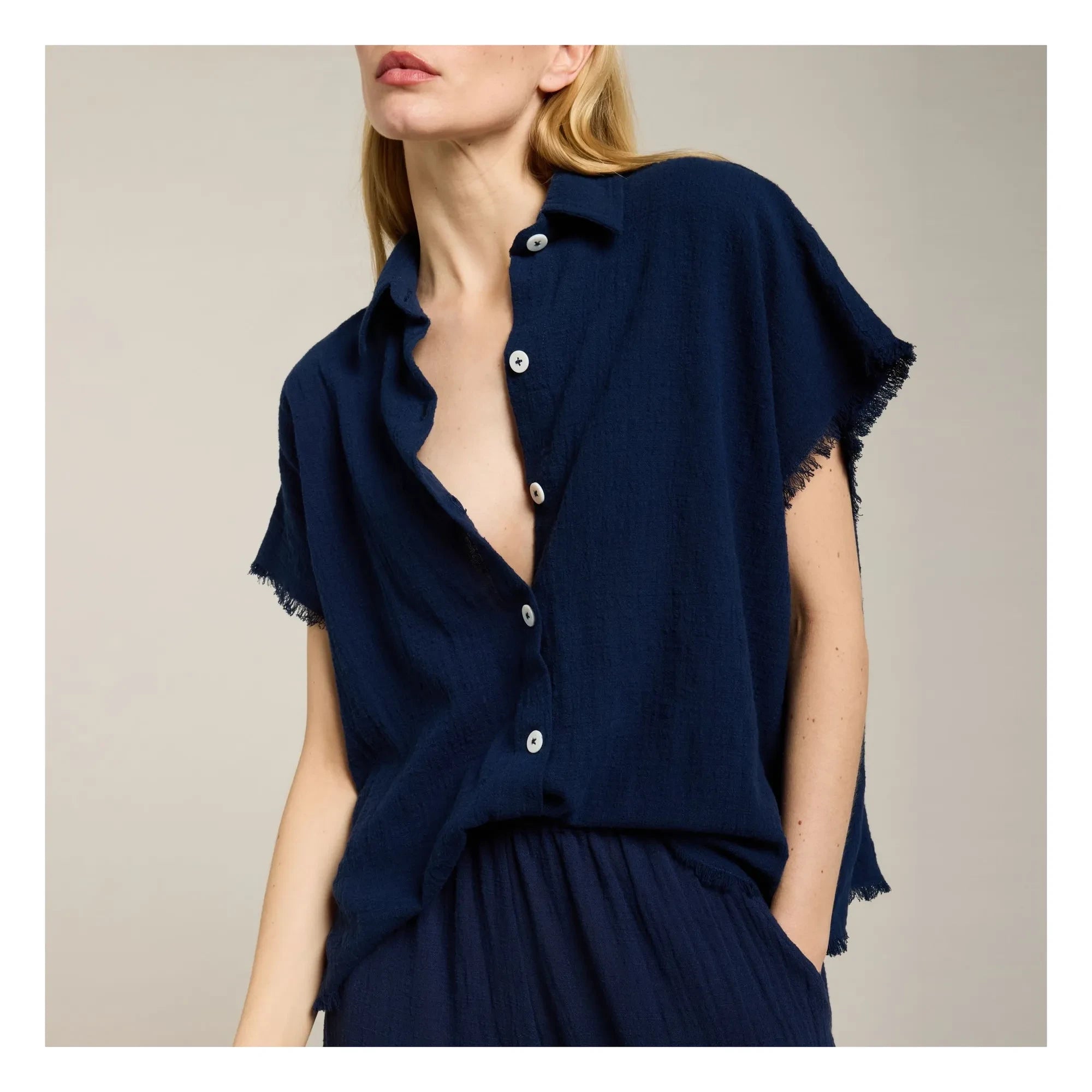 Maison Saint Julien - Corinth Shirt Made of Cotton Gauze | Navy