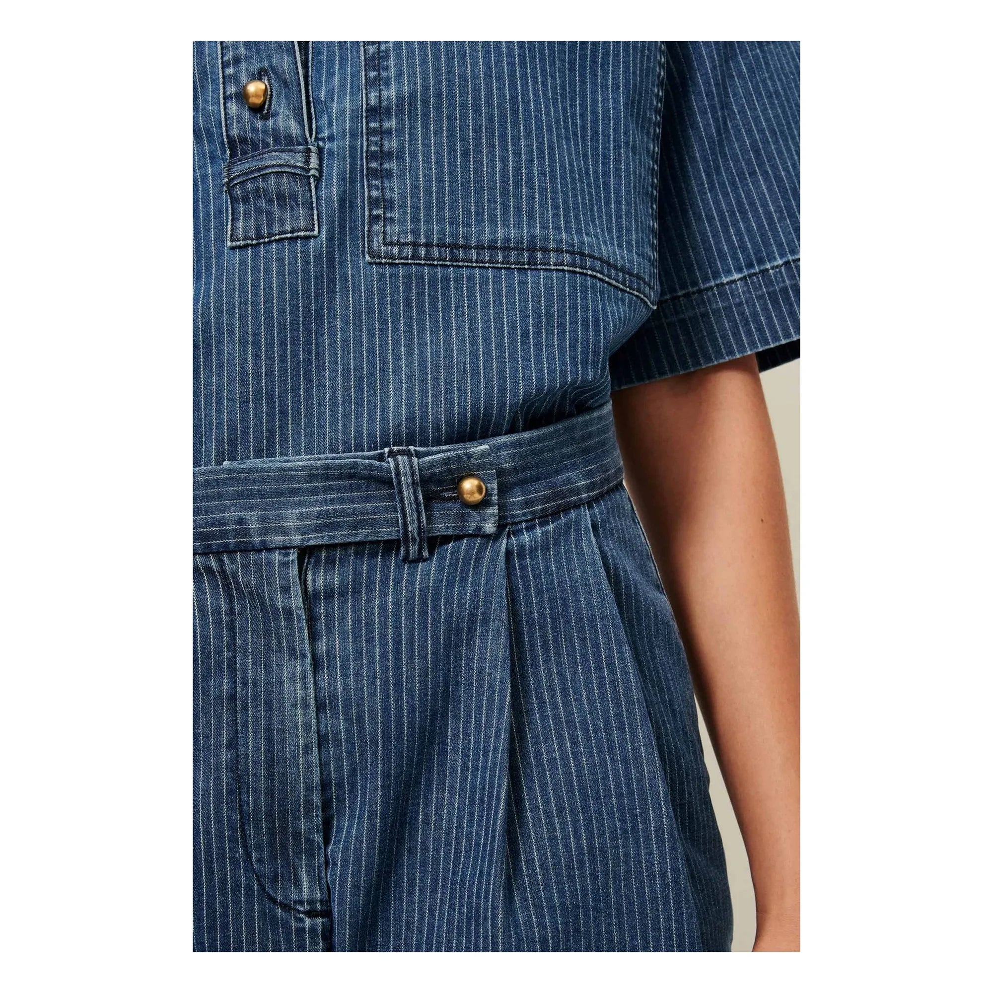 Sessùn - Santa Port Cotton Striped Shorts | Navy Blue