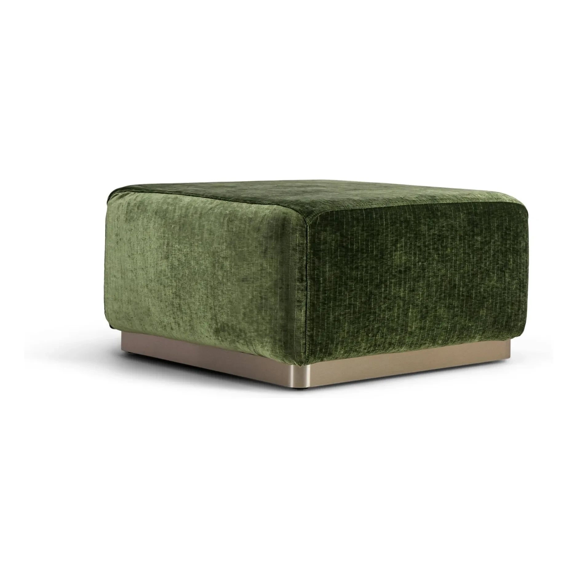 The Socialite Family - Shiny Thread Velvet Round Pouf | Olive Green