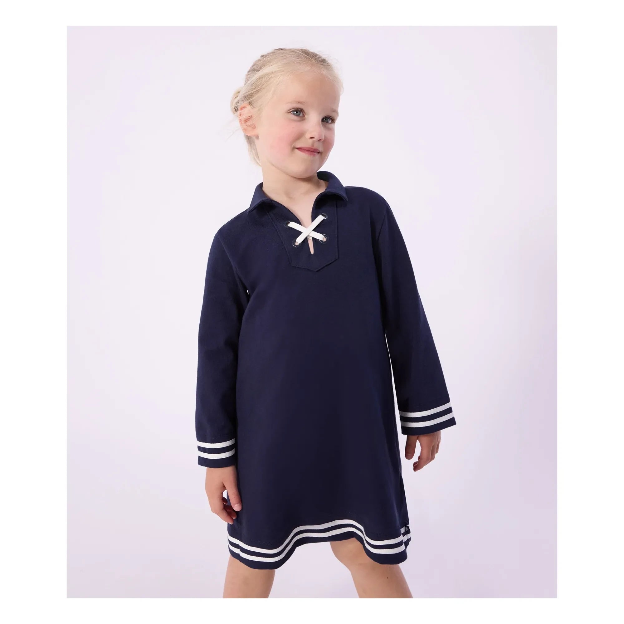 Petit Bateau - Lace Collar Dress | Navy Blue