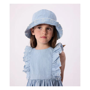 Petit Bateau - Blue Chambray Ruffled Dress