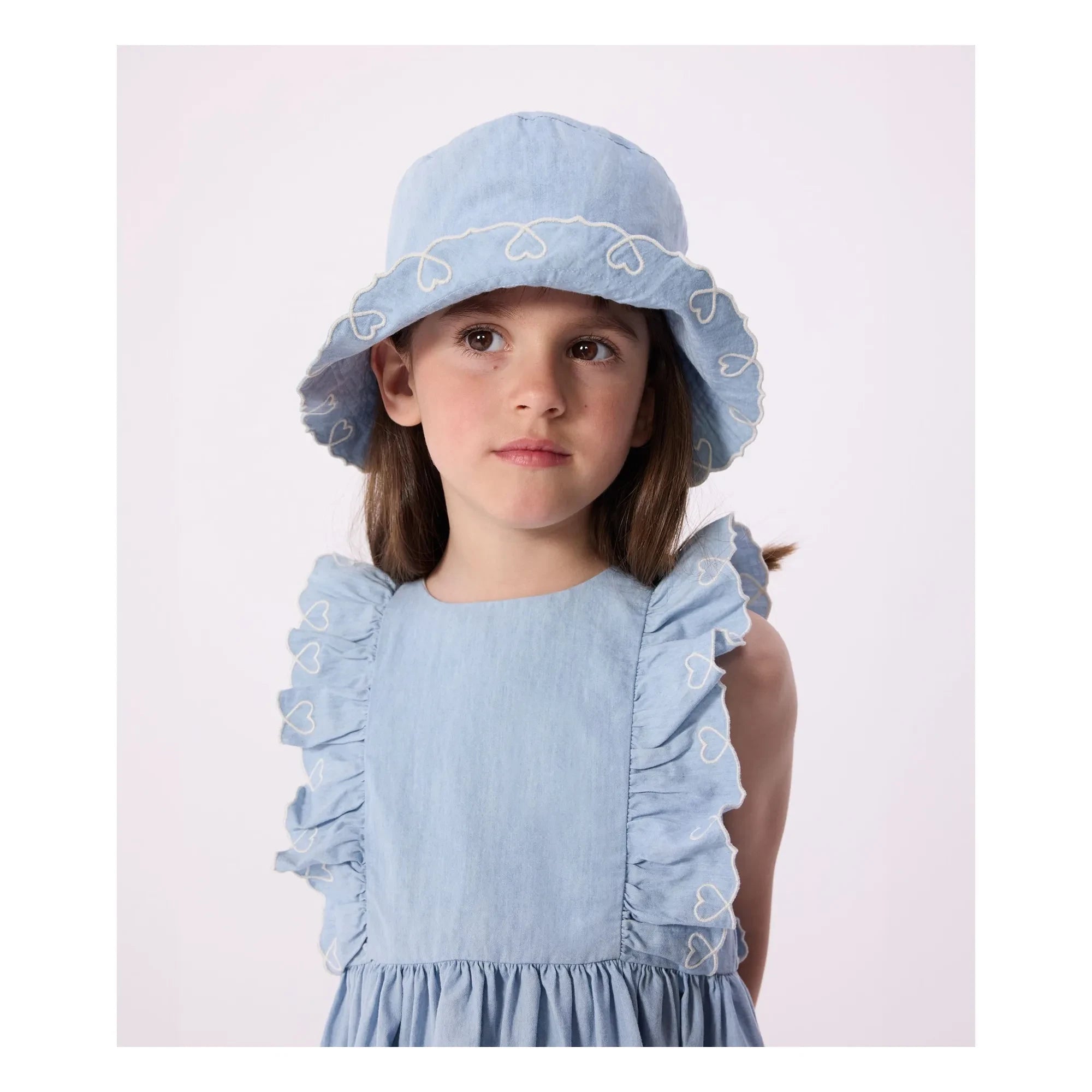Petit Bateau - Blue Chambray Ruffled Dress