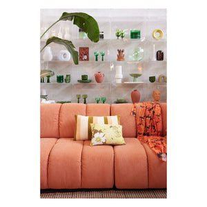 HKliving - Poppy embroidered cushion | Anise green
