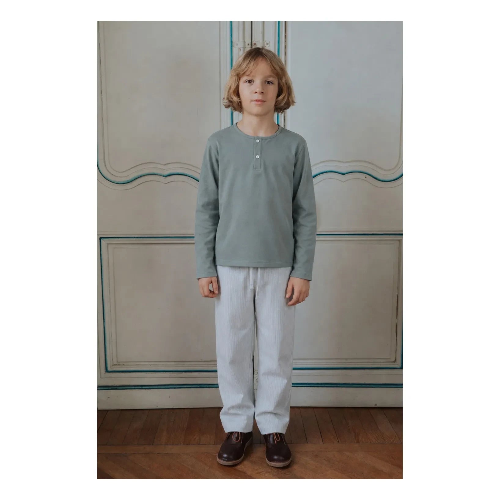 Risu Risu - Quattro Çizgili Organik Pamuklu Pijama | Mavi