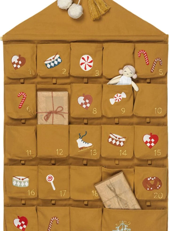 Fabelab - Embroidered Cotton Advent Calendar | Mustard