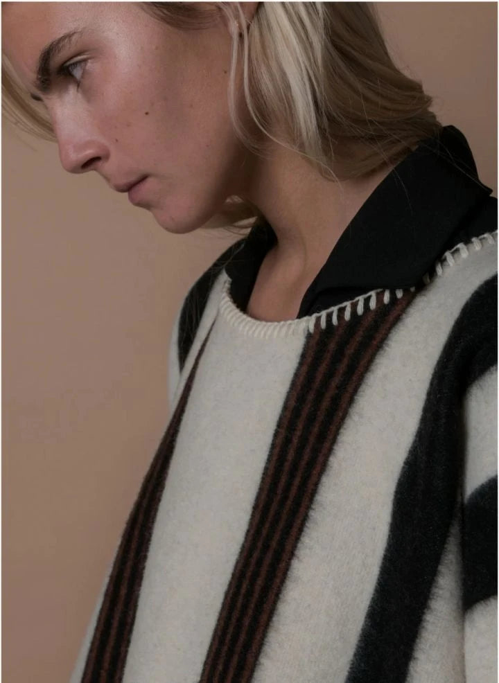 La Méricaine - Blackfeet Recycled Wool Long Poncho | Ecru