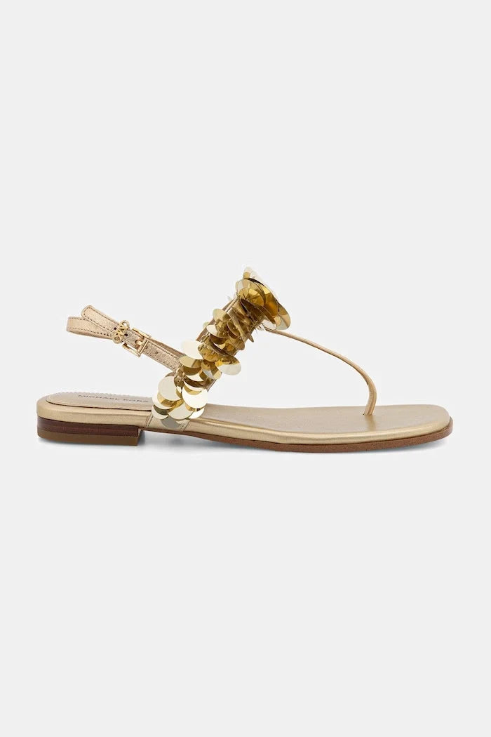 MICHAEL Michael Kors kadın deri alçak topuklu Loretta Thong Sandal
