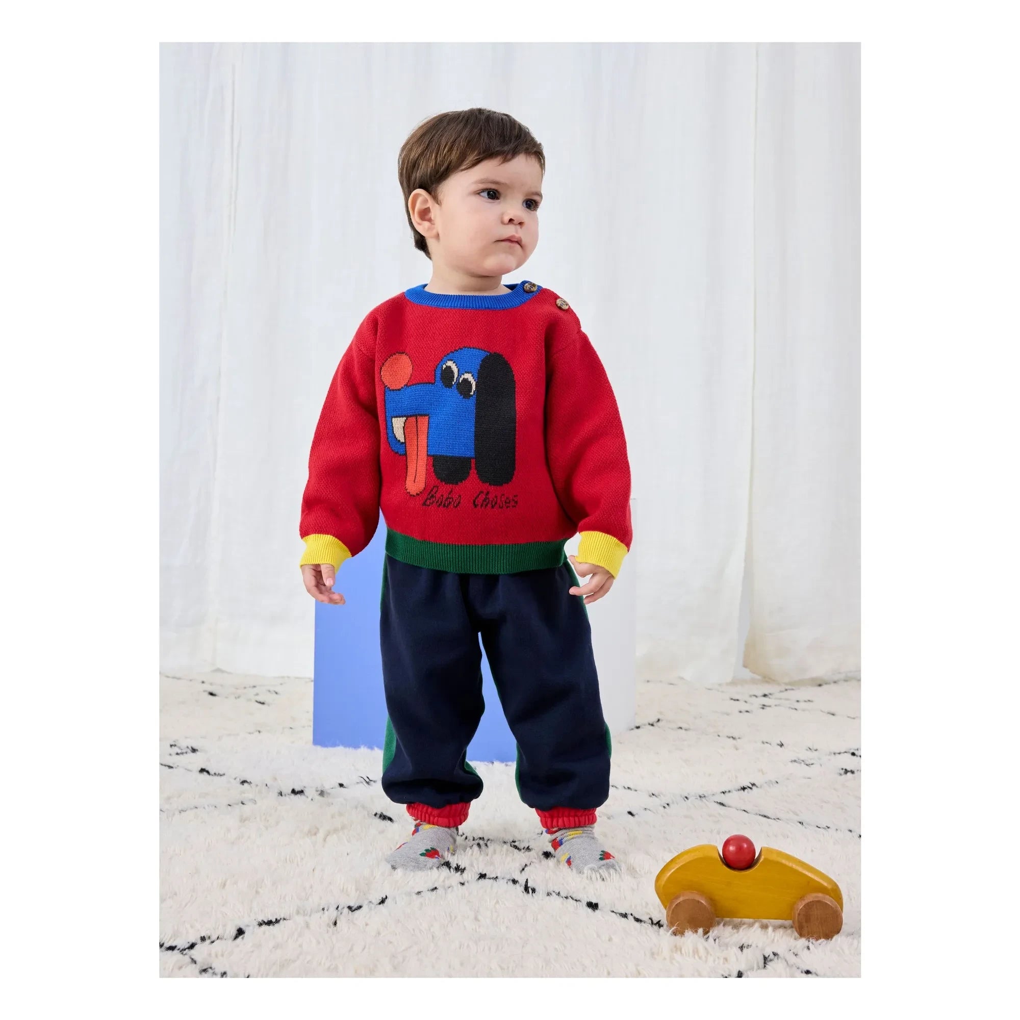 Bobo Choses - Organic Cotton Joggers with Color Blocks | Navy Blue