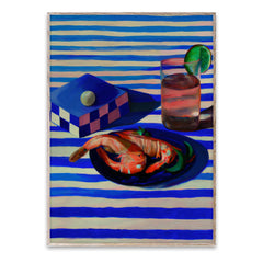 Paper Collective - Misfitting Things Shrimp and Stripes Poster | Blue