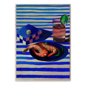 Paper Collective - Misfitting Things Shrimp and Stripes Poster | Blue