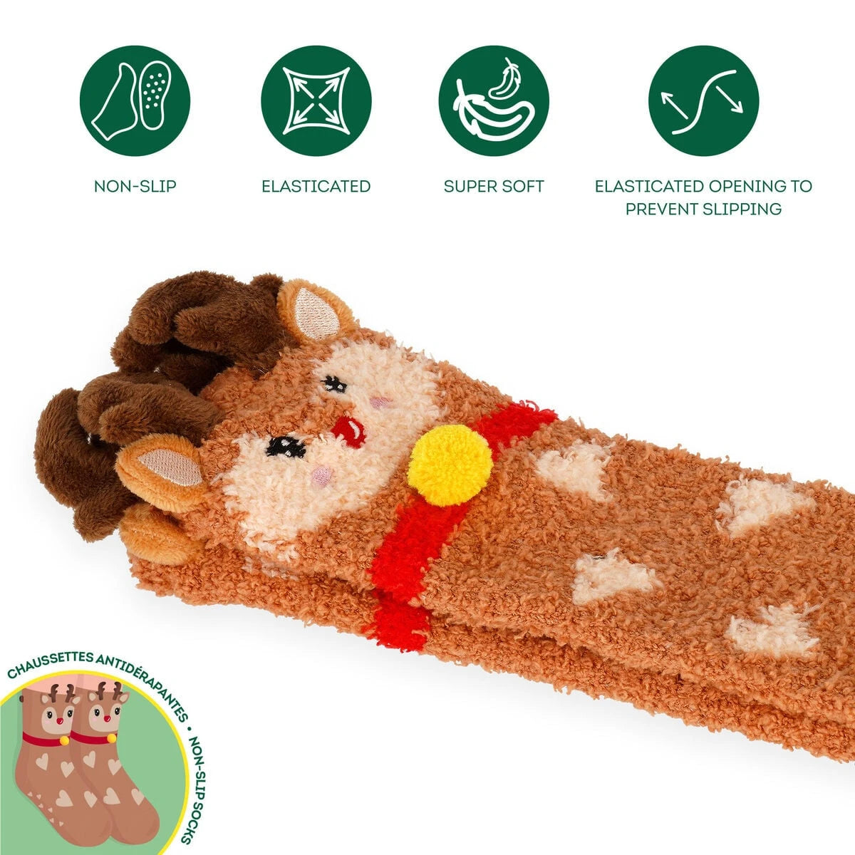 Legami - Reindeer Non-Slip Socks Adults - A Perfect Fit!