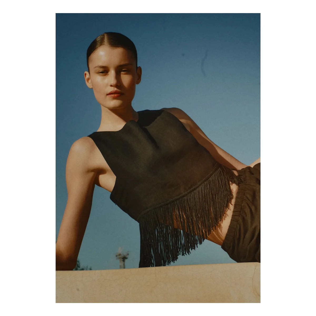 Vanessa Sposi - Linen Fringed Top | Black