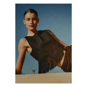 Vanessa Sposi - Linen Fringed Top | Black