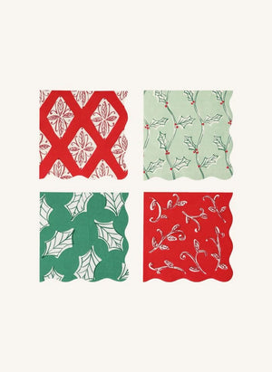 Meri Meri - Block Printed Christmas Napkins - Set of 16