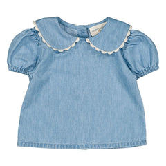 Louis Louise - Bluz Claudine Yaka Belki Chambray | Açık Mavi