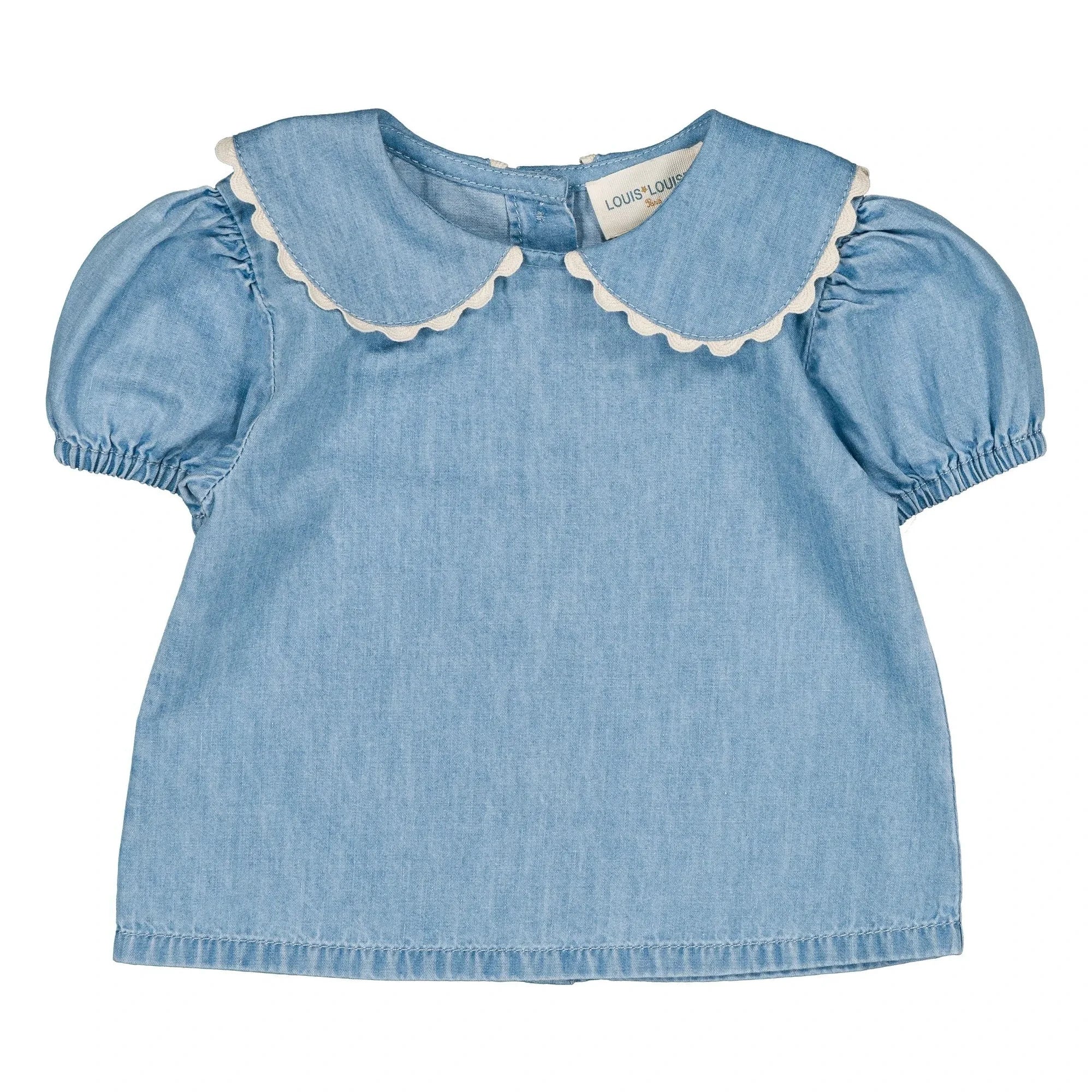 Louis Louise - Bluz Claudine Yaka Belki Chambray | Açık Mavi