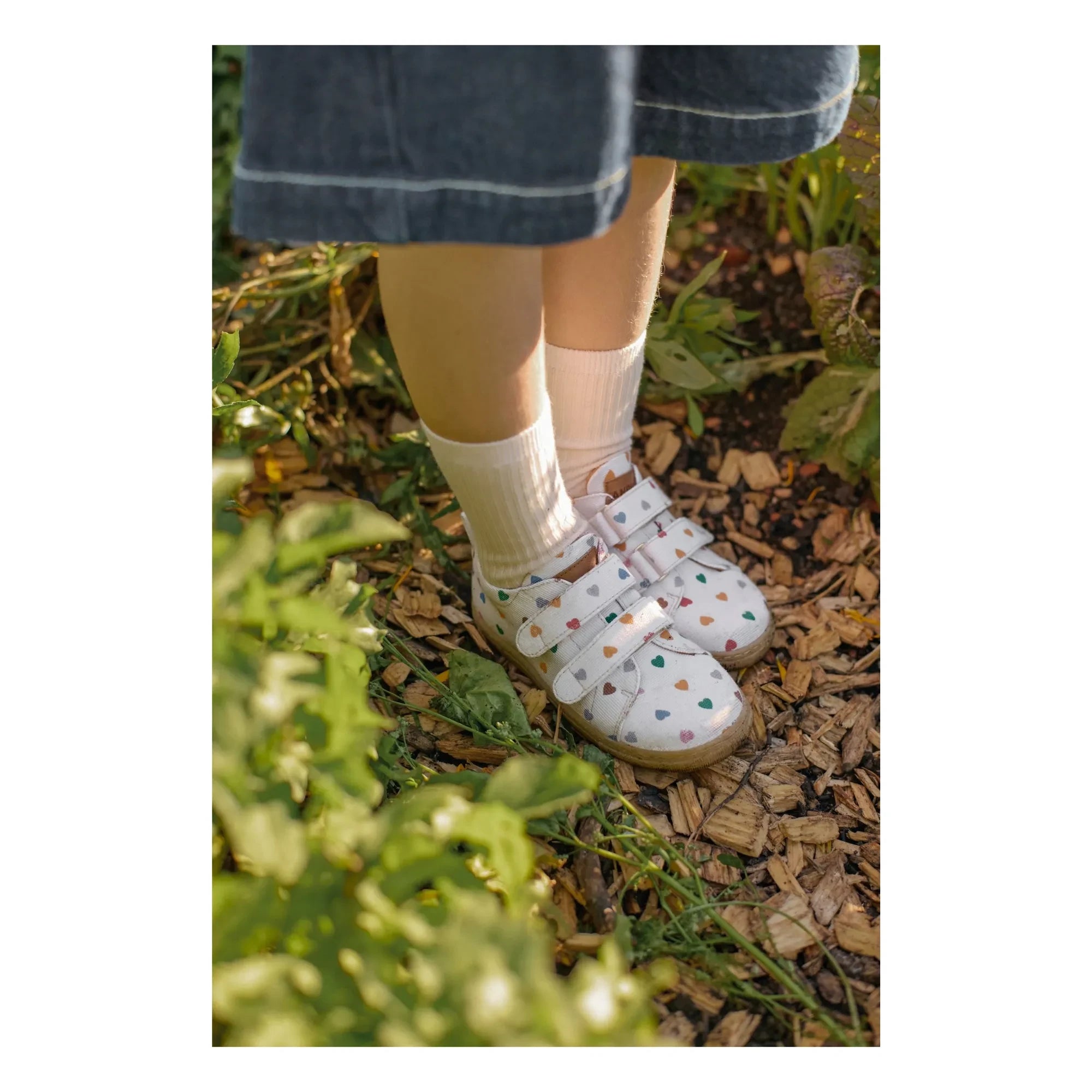 Angulus - Mini Hearts Double Zipper Sneakers | Ecru