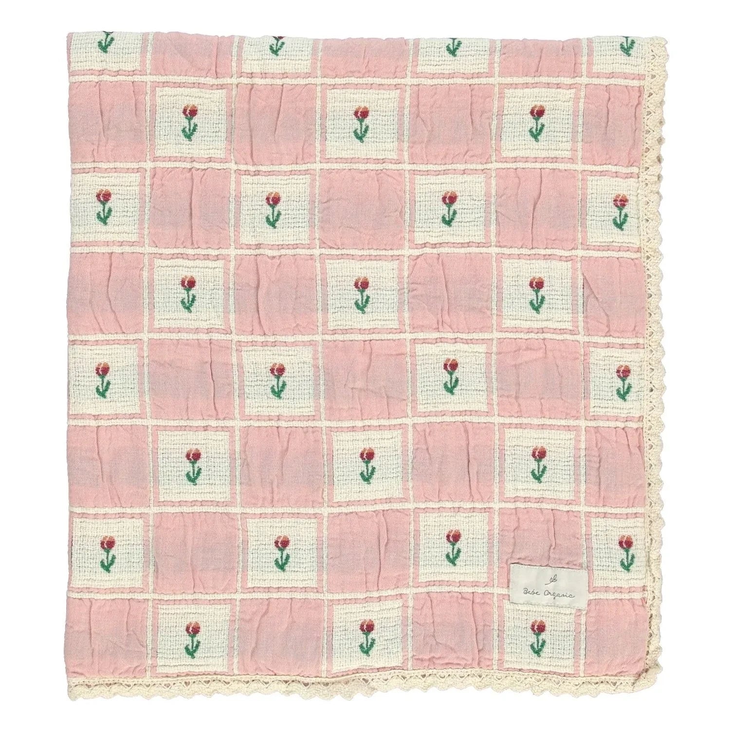 Bebe Organic - Bella Tulips Organic Cotton Blanket | Pink