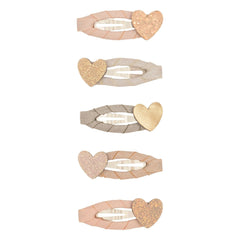 Mimi & Lula - Set of 5 Mini Glitter Heart Hair Clips | Pink