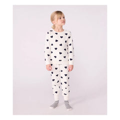 Petit Bateau - Heart Pattern Modal Pajamas | Ecru