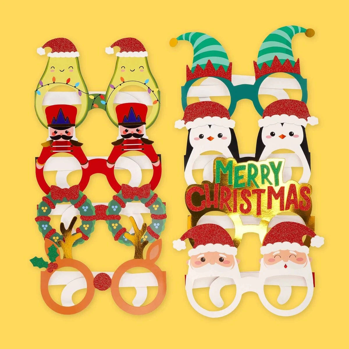 Legami - Set of 8 Christmas Paper Eyeglasses