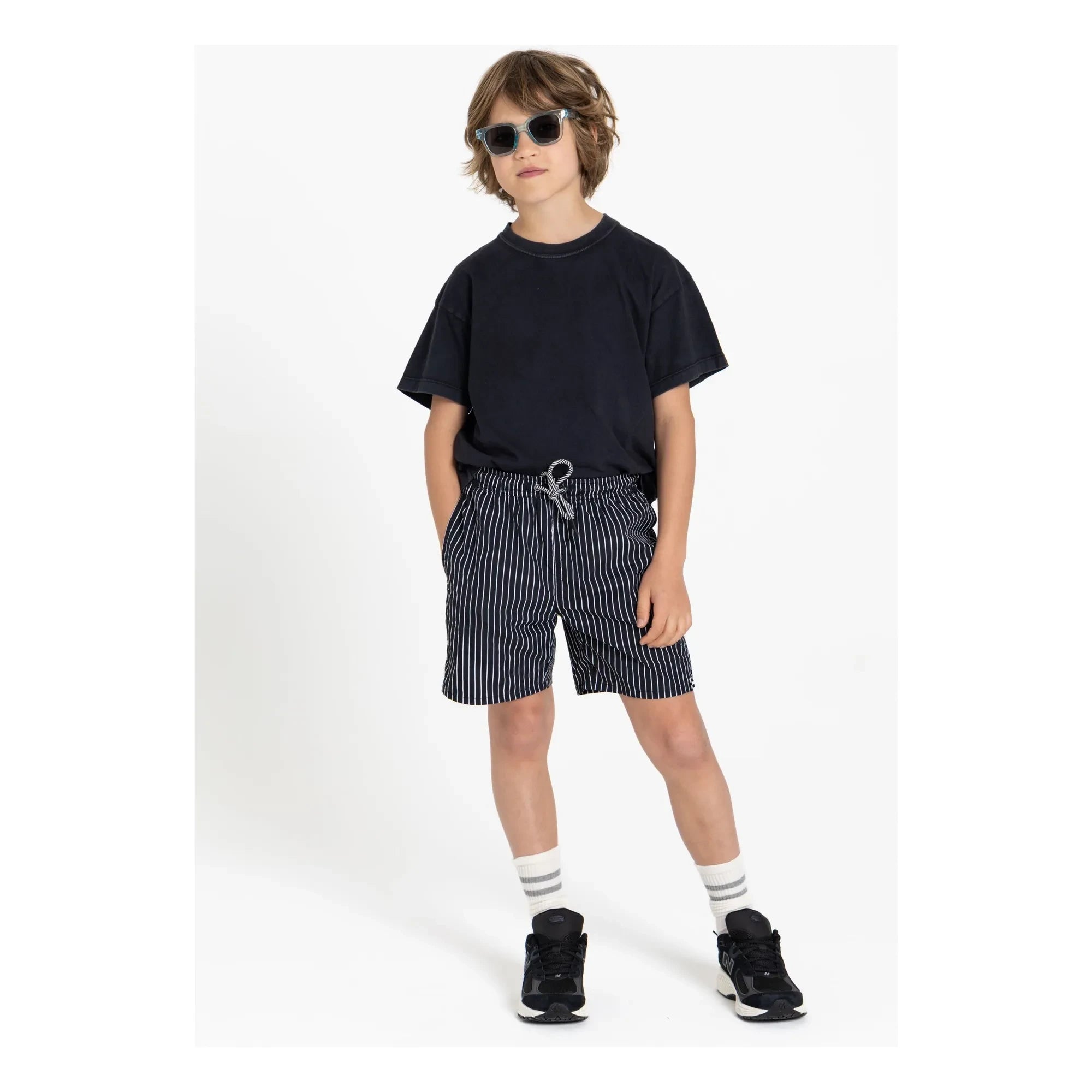 Finger in the Nose - Freeboy Striped Swim Shorts | Black