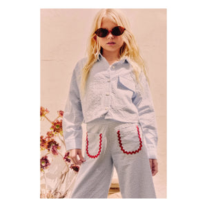 Mipounet - Sylvie Striped Bow Shirt | Light Blue