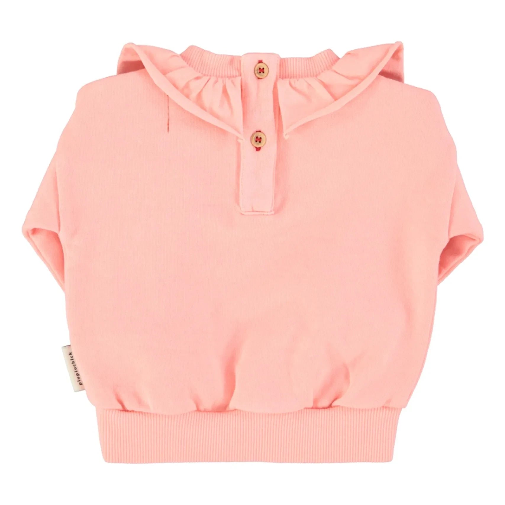 Piupiuchick - Strawberry Organic Cotton Ruffled Sweatshirt | Pink