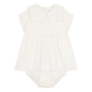 Petit Bateau - Linen and Organic Cotton Sailor Collar Dress and Bloomer Set | White