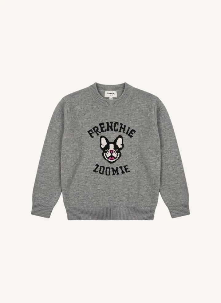 Finger in the nose - Sally Frenchie Merino Wool Sweater | Grey Melange