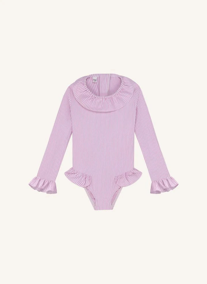 Lison Paris - Çizgili Marshmallow Tek Parça Mayo | Pembe