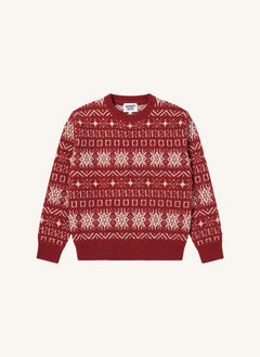 Hundred Pieces - Mika Jacquard Merino Wool Sweater | Dark Red