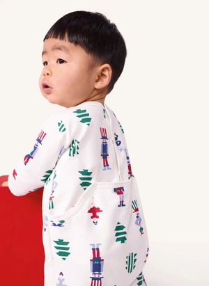 Petit Bateau - Christmas Pajamas Organic cotton fleece | White