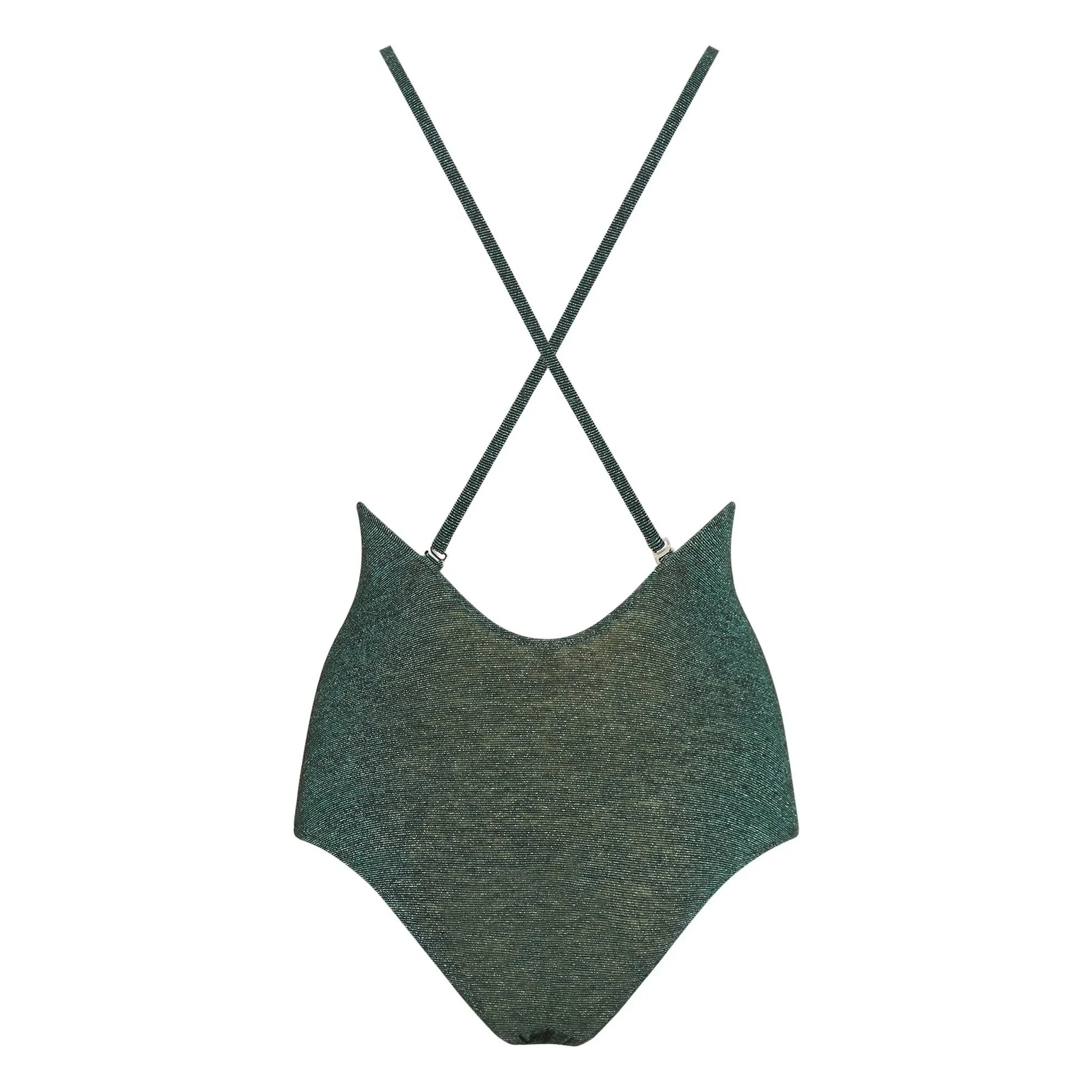 Momoni - Coral Spring Metallic Tek Parça Mayo | Yeşil