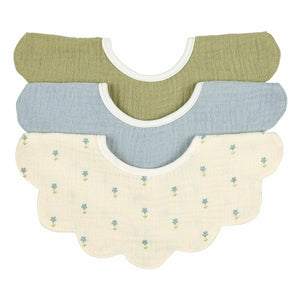 Soft Spot - Purple Violet Organic Cotton Leaf Bibs - Set of 3 | Blue