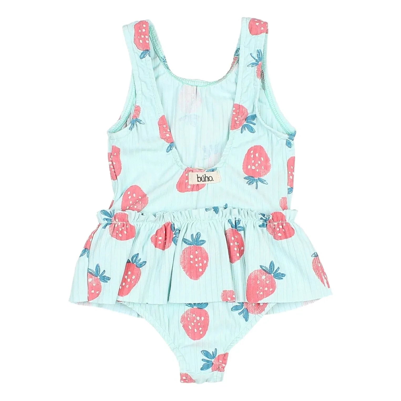 Búho - Baby Strawberry Ribbed Swimsuit | Aqua