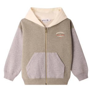 Bonpoint - Elroy Organic Cotton Chiné Hooded Zip-Up Sweatshirt | Khaki