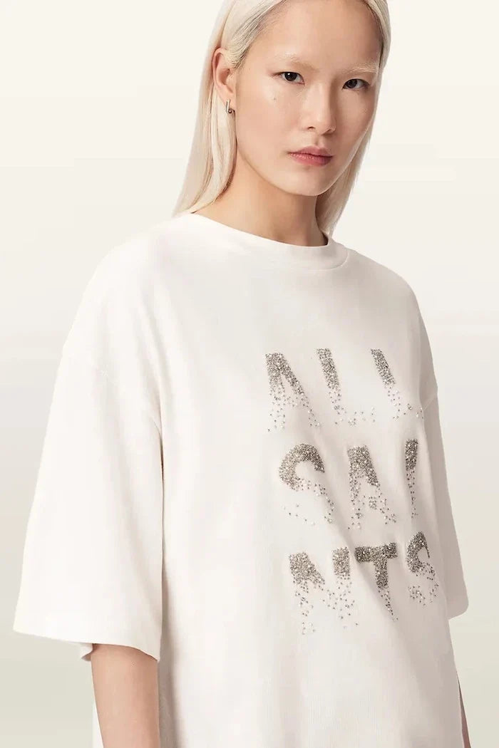 AllSaints women's cotton oversized STACKS T-shirt