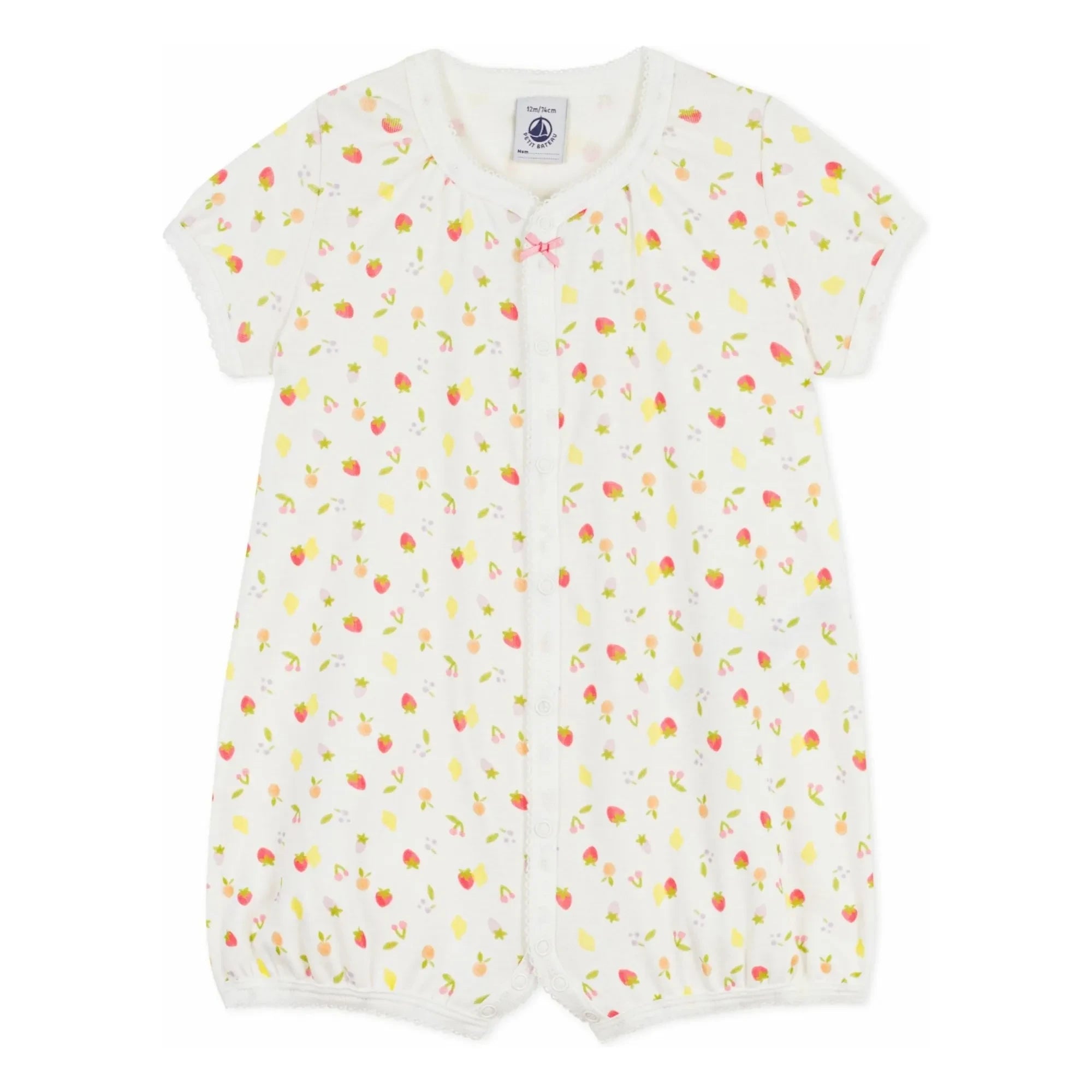 Petit Bateau - Fruit Print Romper Pajamas | Ecru
