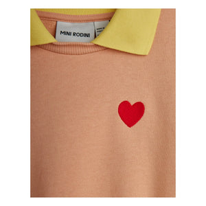 Mini Rodini - Organic Cotton Heart Neck Sweatshirt | Light Pink