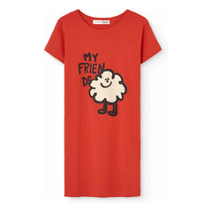 The Animals Observatory - Gorilla My Friends Organic Cotton Dress | Red