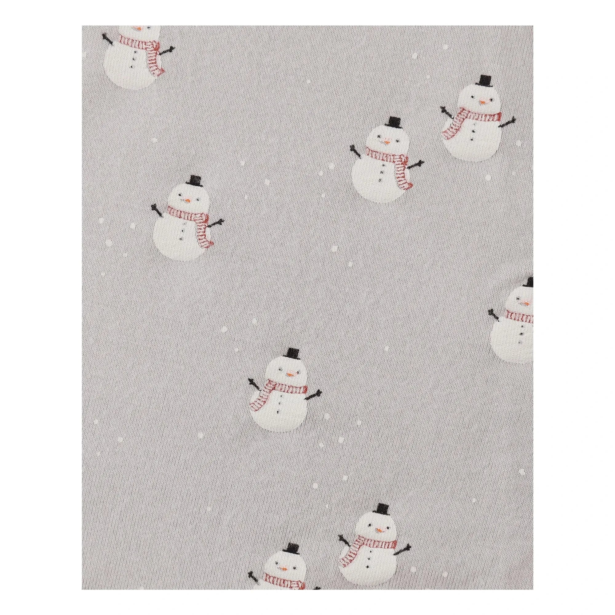 Quincy Mae - Snowman Patterned Footed Romper | Gray