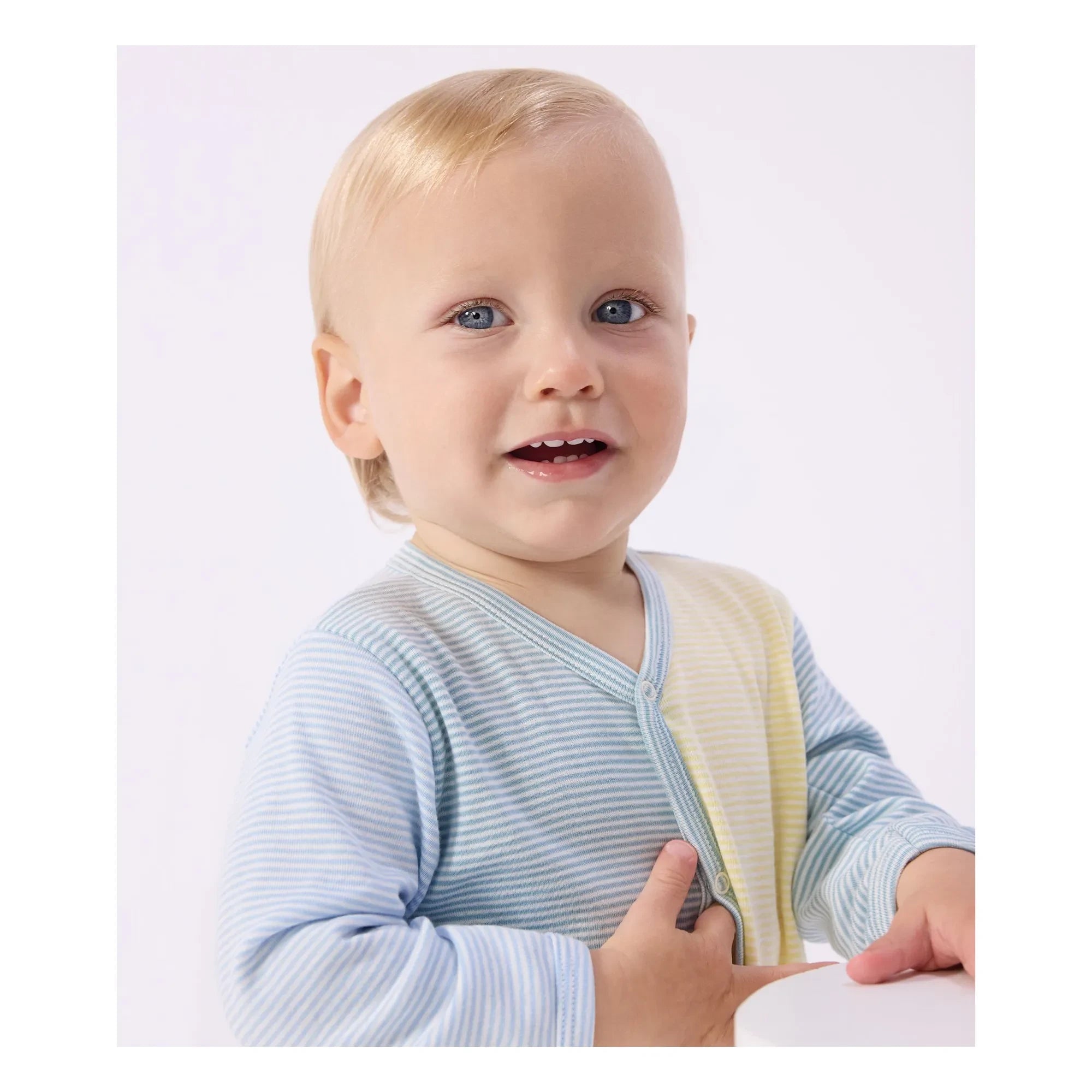Petit Bateau - Color Block Striped Milleraies Organic Cotton Pajamas | Green